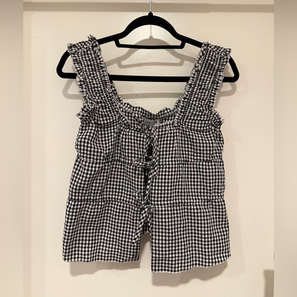 NEW Petal & Pup Black and White Gingham Ruffle Blouse - Picture 4 of 6